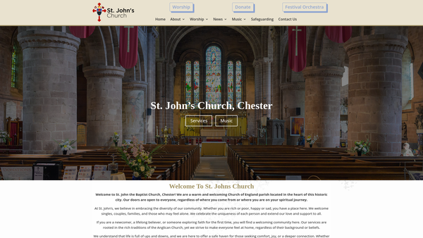 Screenshot of the The Parochial Church Council Of The Ecclesiastical Parish Of St John The Baptist, Chester website