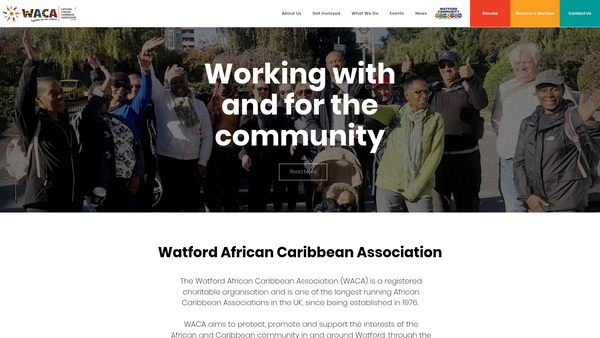 Screenshot of the Watford African Caribbean Association Limited website
