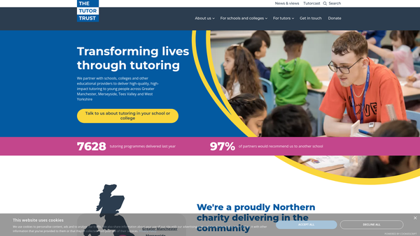Screenshot of the The Tutor Trust website