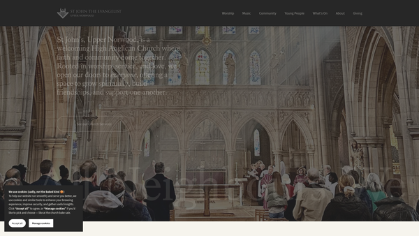 Screenshot of the The Parochial Church Council Of St John The Evangelist, Upper Norwood website