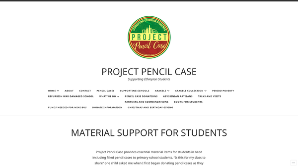 Screenshot of the Project Pencil Case website