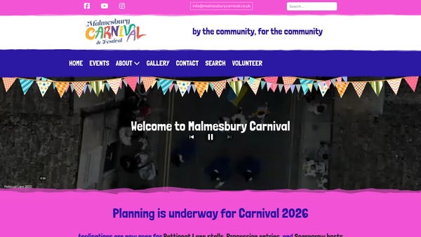 Screenshot of the Malmesbury Carnival website