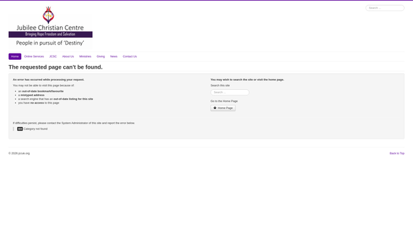 Screenshot of the Jubilee Community Support Centre website