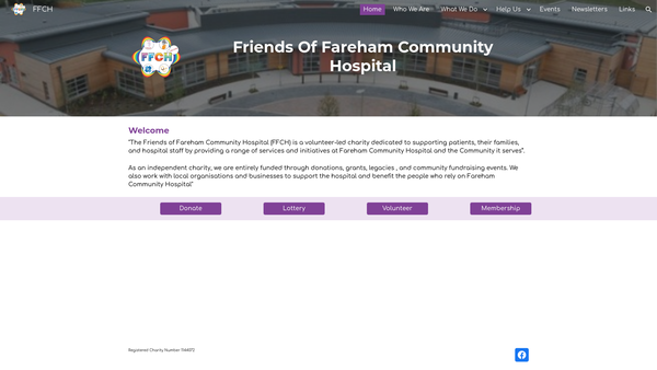 Screenshot of the Friends Of Fareham Community Hospital website