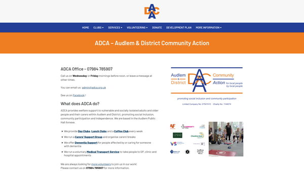 Screenshot of the Audlem And District Community Action website