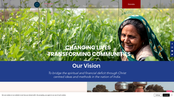 Screenshot of the Christian Action For India website