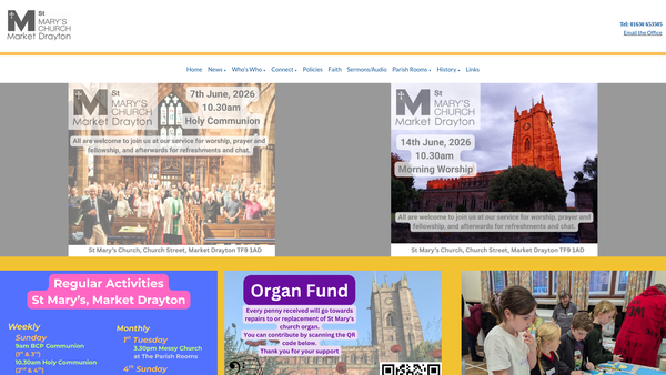 Screenshot of the The Parochial Church Council Of The Ecclesiastical Parish Of St Mary's, Drayton In Hales website