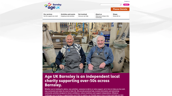 Screenshot of the Age UK Barnsley website