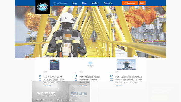 Screenshot of the International Association For Safety And Survival Training website
