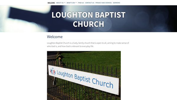 Screenshot of the Loughton Baptist Church website