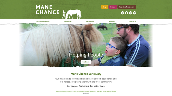 Screenshot of the Mane Chance Sanctuary website
