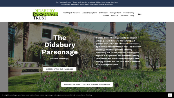 Screenshot of the Didsbury Parsonage Trust website