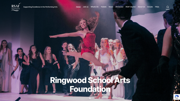 Screenshot of the Ringwood School Arts Foundation website