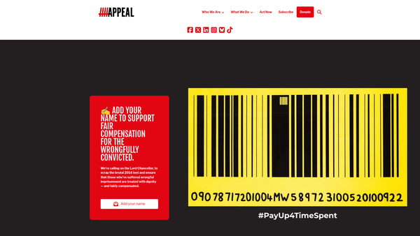Screenshot of the Centre For Criminal Appeals website