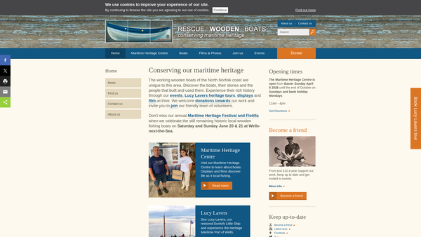 Screenshot of the Rescue Wooden Boats website
