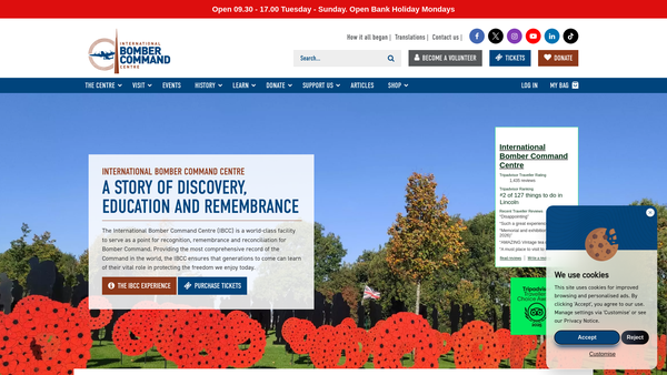 Screenshot of the Lincolnshire Bomber Command Memorial website