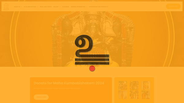 Screenshot of the Coventry Shri Sidhi Vinayagar Devasthanam website