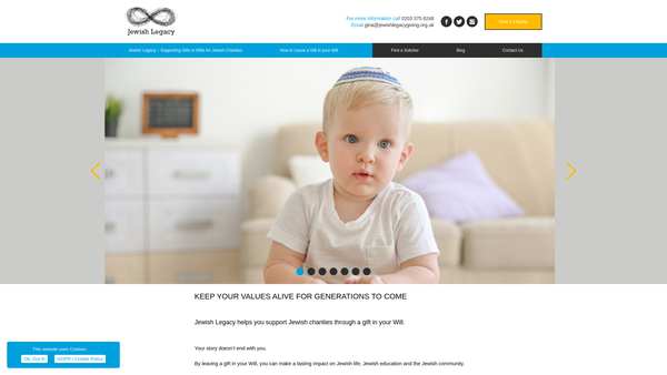 Screenshot of the Jewish Legacy Giving website