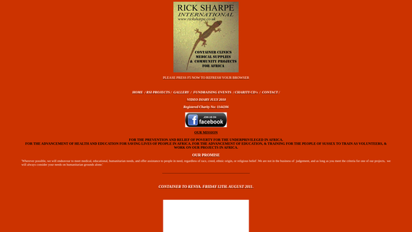 Screenshot of the Rick Sharpe International website