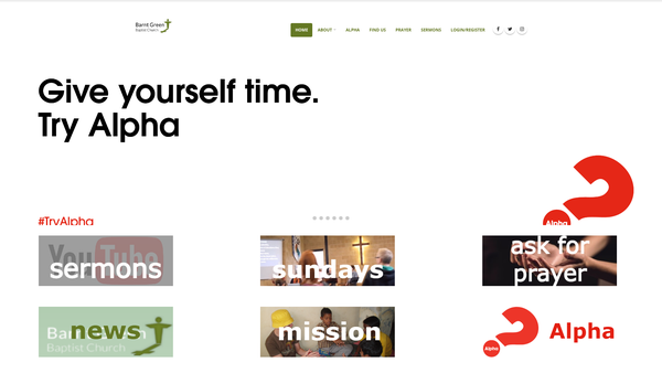 Screenshot of the Barnt Green Baptist Church website
