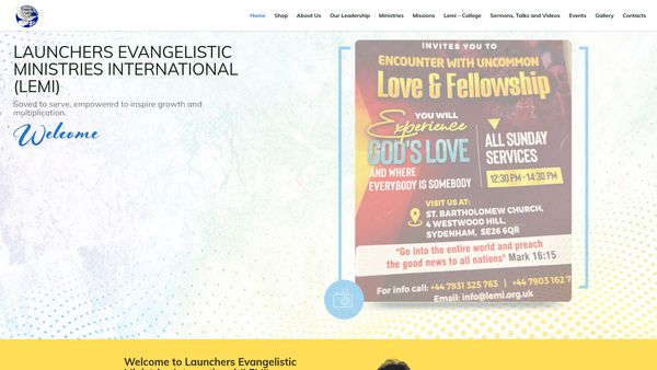 Screenshot of the Launchers Evangelistic Ministries International website