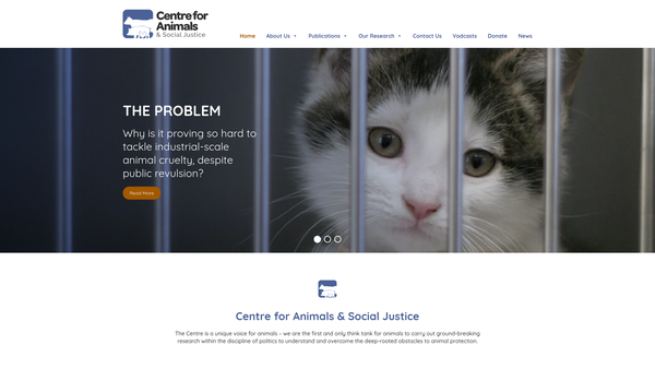 Screenshot of the Centre For Animals And Social Justice website