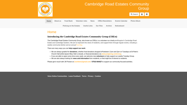 Screenshot of the Cambridge Road Estates Community Group ( Crest) website
