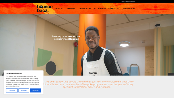 Screenshot of the Bounce Back Foundation website
