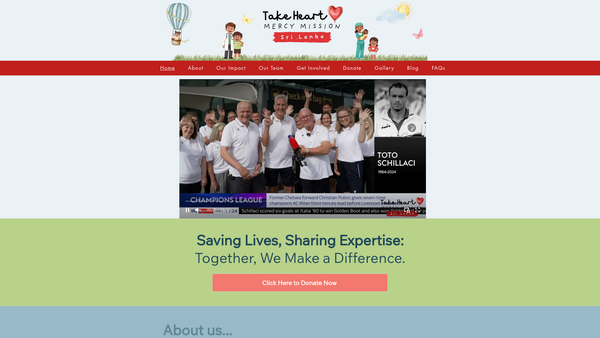 Screenshot of the Take Heart Mercy Mission website