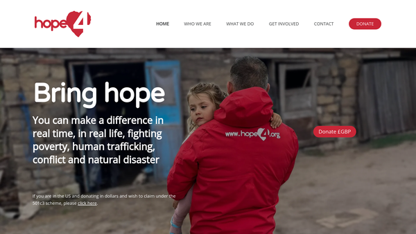 Screenshot of the Hope4 website