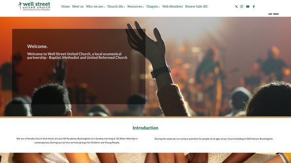 Screenshot of the Well Street United Church website
