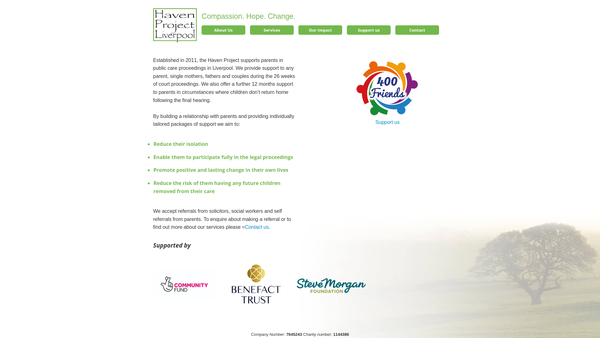 Screenshot of the Haven Project Liverpool website