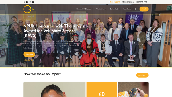 Screenshot of the Niemann-Pick UK website