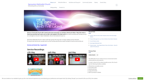 Screenshot of the Sprowston Methodist Church website
