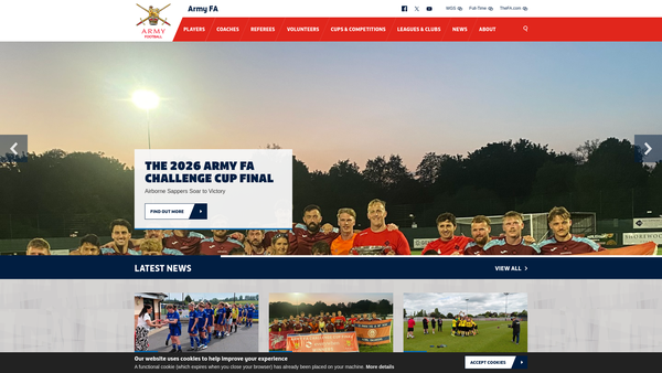 Screenshot of the The Army Football Association website