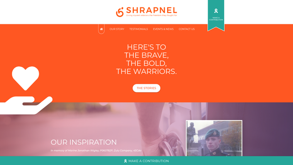 Screenshot of the Shrapnel website