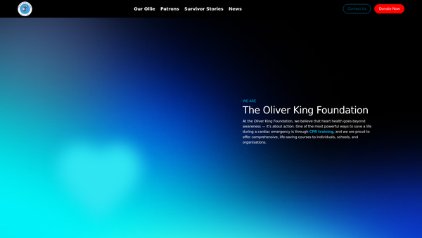 Screenshot of the The Oliver King Foundation website