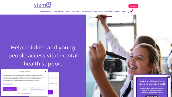 Screenshot of the Stem4 website