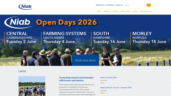 Screenshot of the National Institute Of Agricultural Botany Trust website