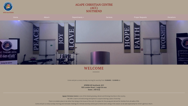 Screenshot of the Apostolic Faith Mission Southend website