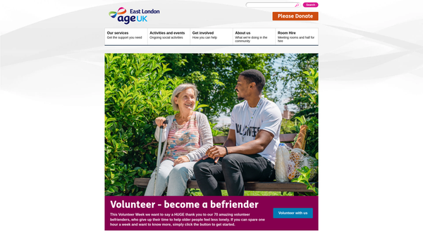 Screenshot of the Age UK East London website