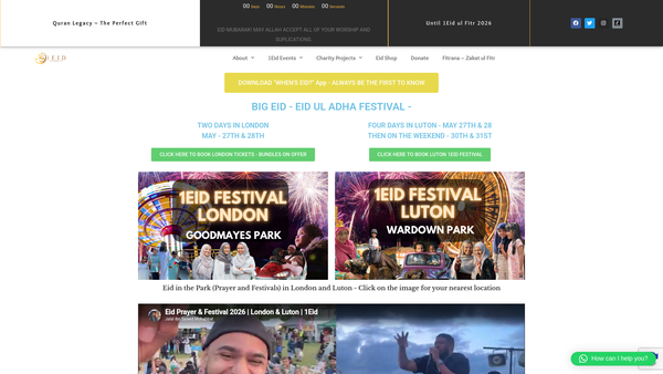 Screenshot of the Eid Celebration Committee website