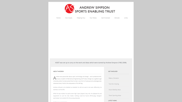 Screenshot of the The Andrew Simpson Sport Enabling Trust website