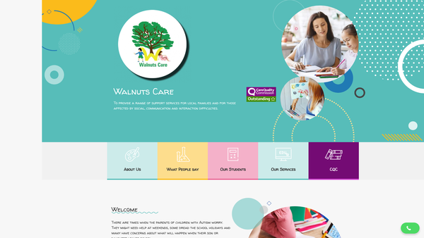 Screenshot of the Walnuts Care Ltd website
