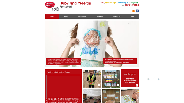 Screenshot of the Huby And Weeton Preschool website