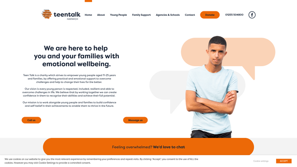 Screenshot of the Teen Talk (Harwich) website