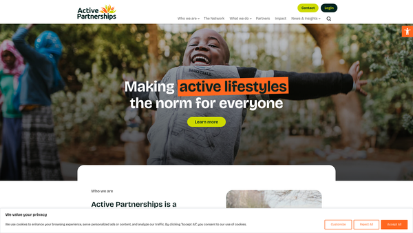 Screenshot of the Active Partnerships website