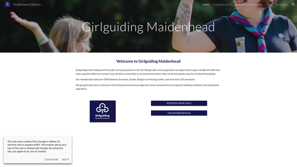 Screenshot of the Maidenhead Division Guide Association website