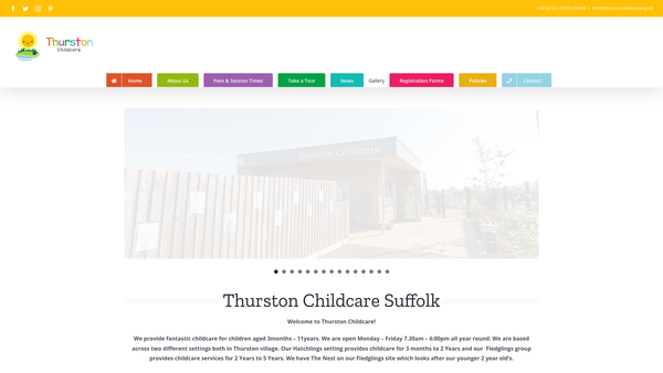 Screenshot of the Thurston Pre-School Limited website