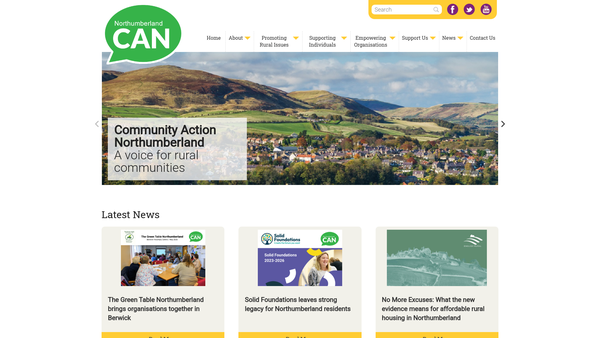 Screenshot of the Community Action Northumberland website